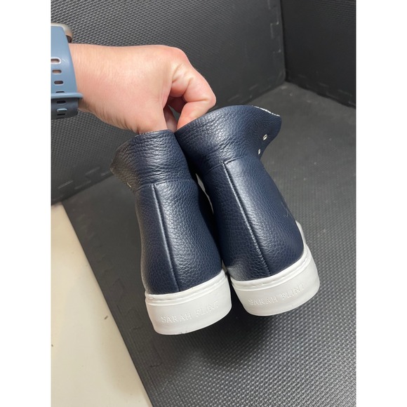 Sarah Flint Charlotte Sneaker in Navy Leather and Houndstooth Fabric 40 US 9-9.5 - Picture 7 of 9